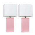 Feeltheglow Modern Leather Table Lamps, Pink with White Fabric Shades, 2PK FE2519714